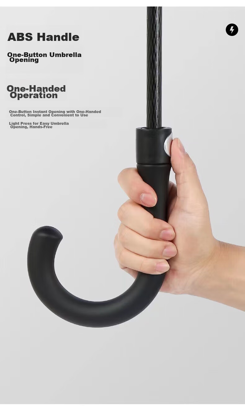 Meebordi Large Reinforced Thickened Sturdy Windproof Umbrella Long Handle 8-Rib Business Wind-Resistant Curved Handle Customizable 6