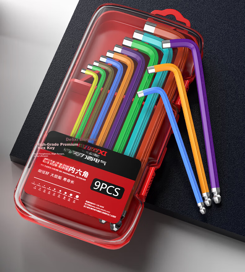Delixi Electric Hex Key Wrench Set Hardware Repair Tools Hexagonal Screwdriver (Striped Extra Long 9-Piece Set) 11