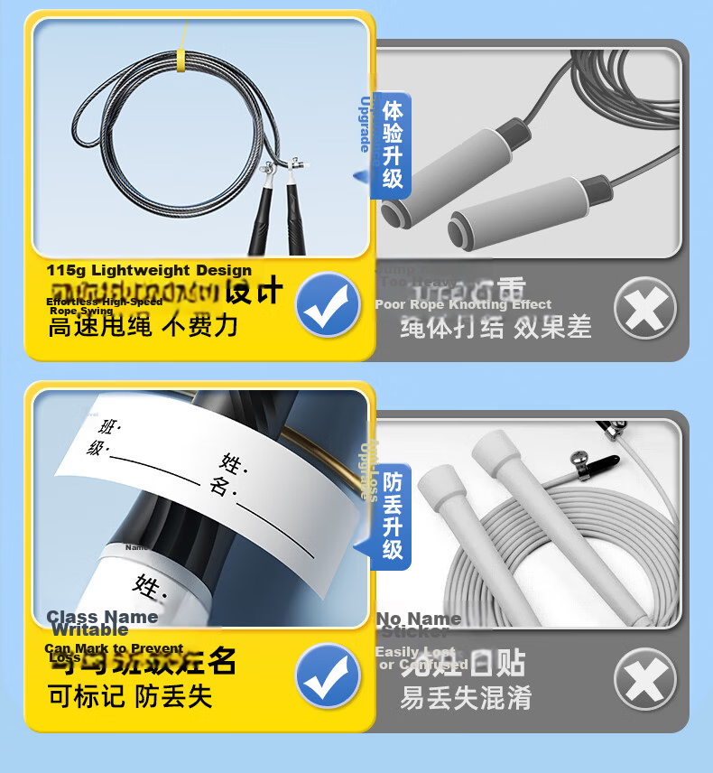 LI-NING Speed Jump Rope for Children Ages 6-12, Steel Wire Rope, Professional Physical Test and Sports Competition for Primary School Students 5