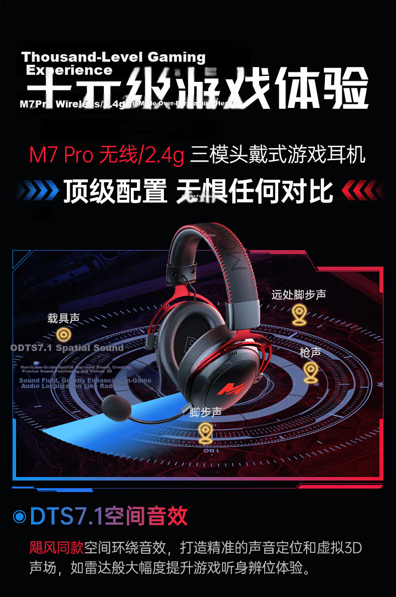 MICROKIA Delta Champion Recommended | Professional Gaming Headset Bluetooth Wireless 2.4G Four-Mode FPS Sound Positioning for PUBG CSGO Laptop 11