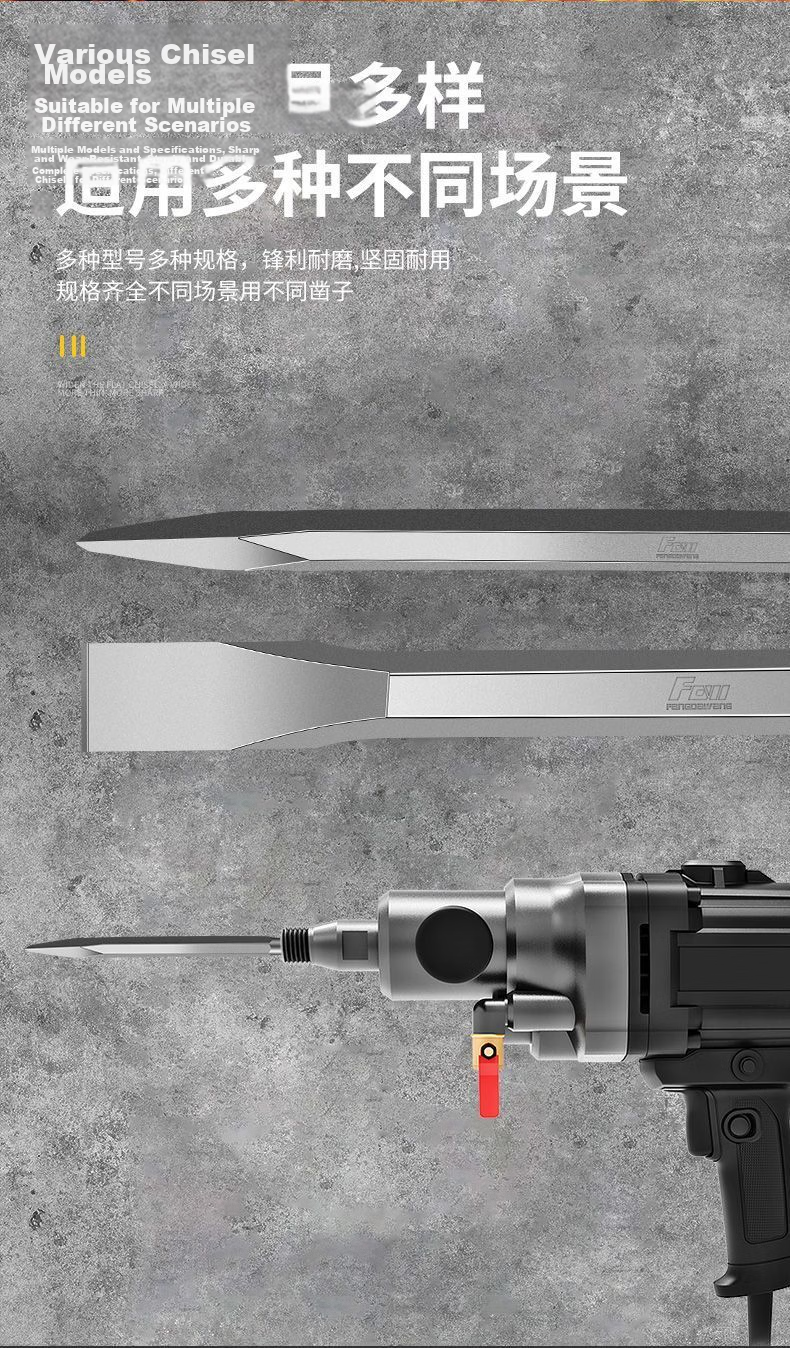 Fang Da Wang High Hardness Electric Hammer Chisel, Widened and Thickened Chisel Surface, Fast Chiseling, Improved Efficiency, Square Shank Flat Chisel 14*250mm 11