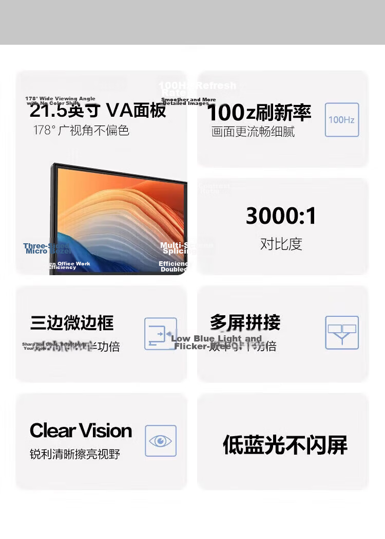 Lecoo Lenovo Laikuo Monitor 21.5-inch Full HD Screen HDMI Dual Ports Slim Bezel Wall-Mountable 75Hz Refresh Rate XQ22e 2