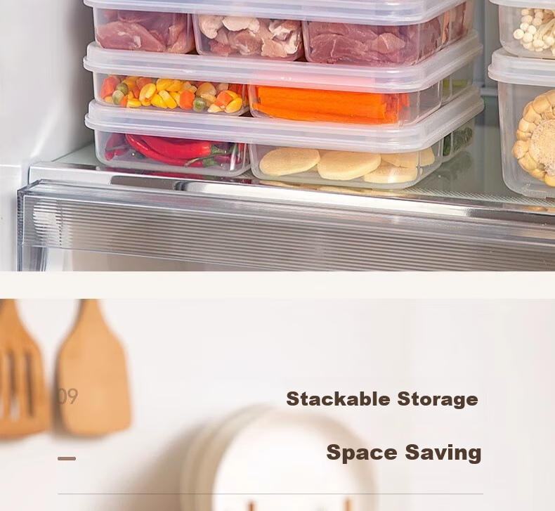 Jialifang Refrigerator Six-Compartment Storage Box Frozen Meat Container Freezer Fresh-Keeping Food Divider Organizer Food Grade 16