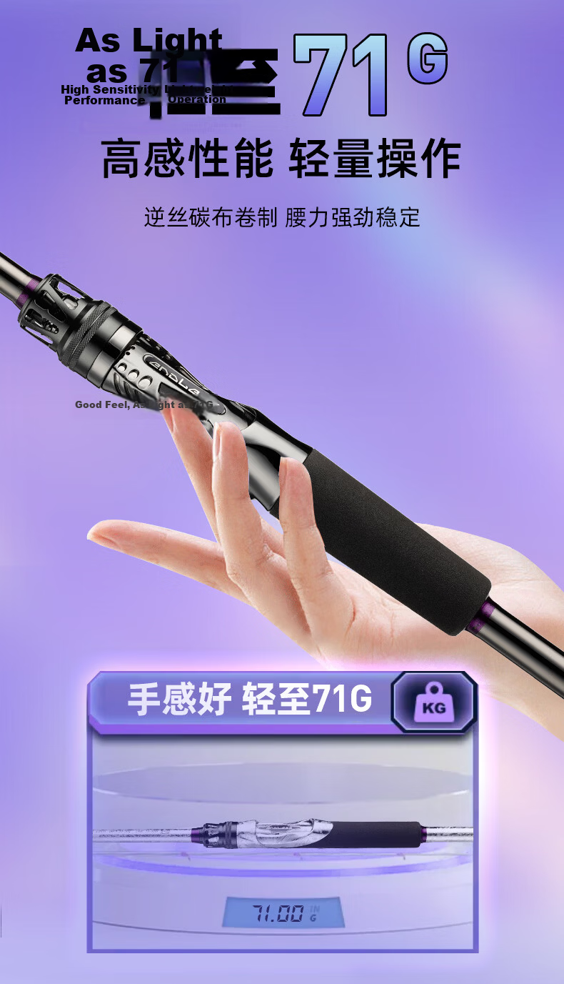 Jihu 2.13m Yao M-Tuned Universal Spinning Reel Lure Rod Combo Long Cast Lure Fishing Rod 8