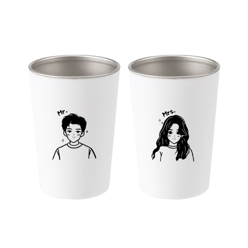 Daisy Leaf 304 Stainless Steel Couple Mouthwash Cups Antibacterial Toothbrush Holders High-Quality Tooth Brushing Cups Set of 2