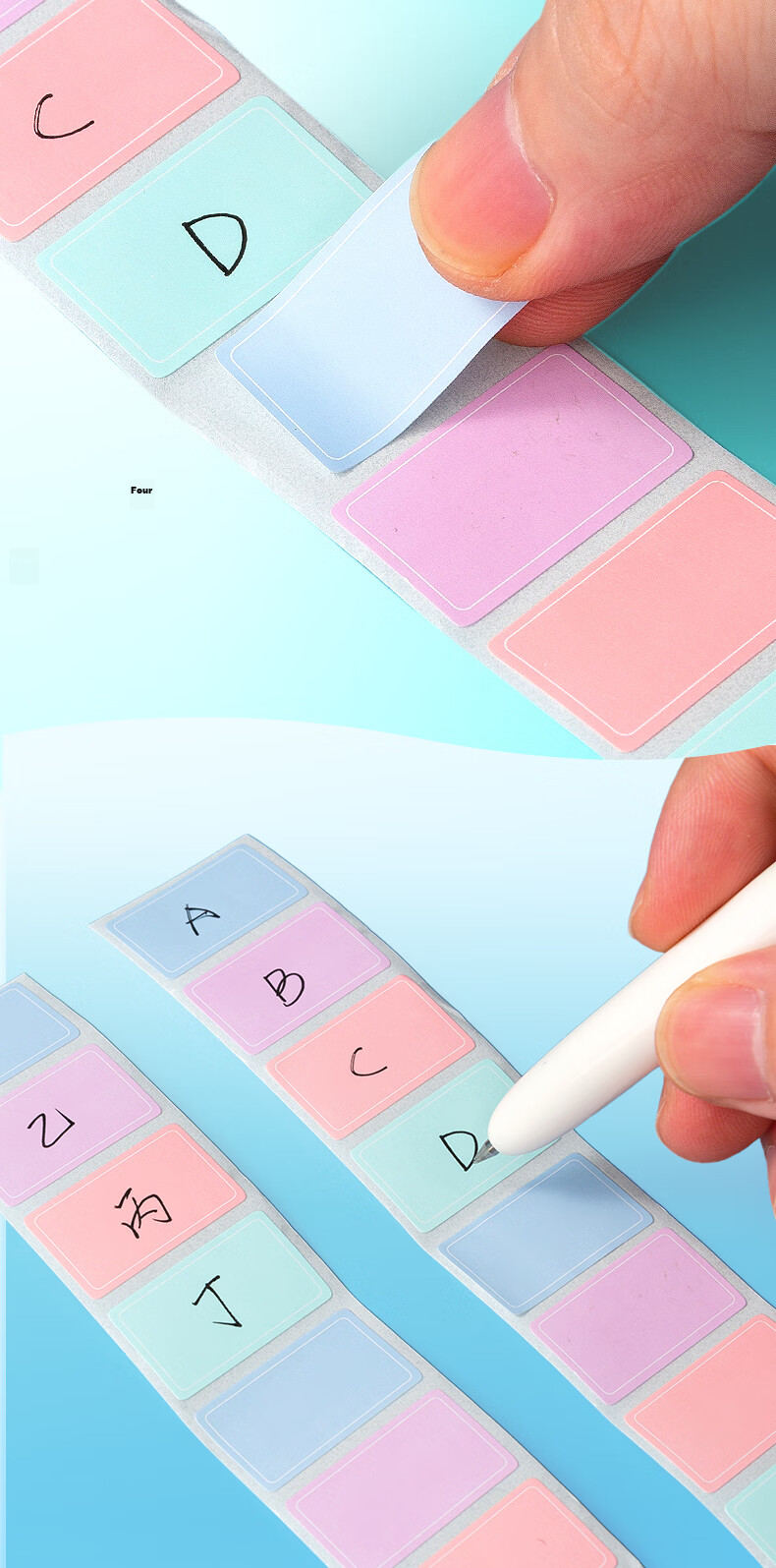 M&G 800pcs Label Stickers Sticky Notes Name Tags Adhesive Self-Adhesive Handwritten File Colorful Classification Small Markers Macaron Color YT-69 6