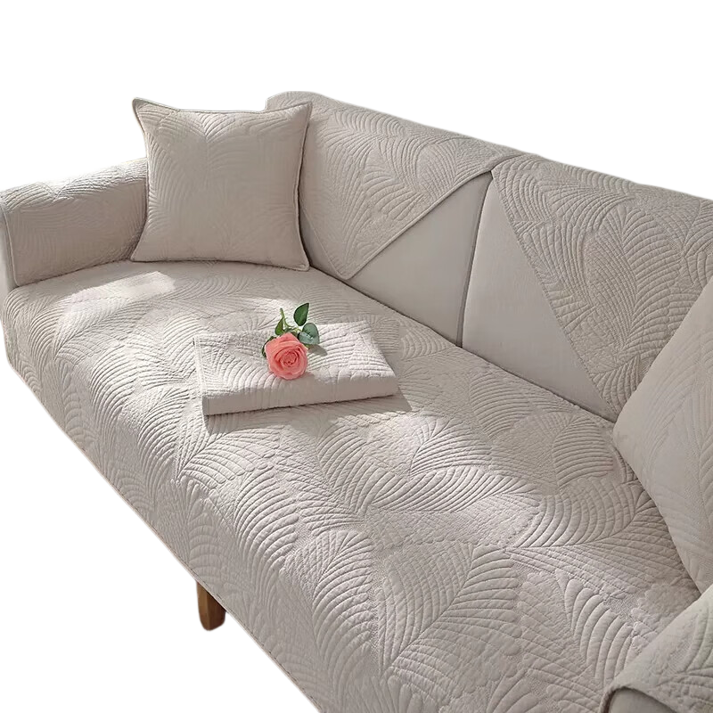 AVIVI Pure Cotton Sofa Cushion, All-Season Sofa Cover, Throw Blanket, Non-Slip Bay Window Pad, 90*180 Cm, Fuye Beige