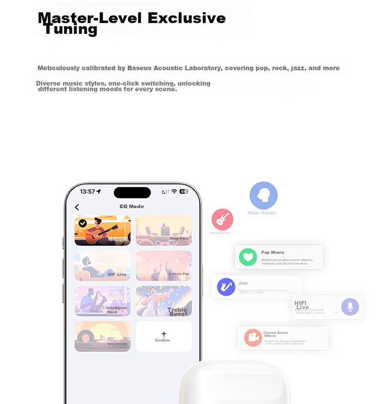 Baseus BS2 Lite Semi-In-Ear True Wireless Earbuds Comfortable Bluetooth Music Sports Earphones Low Latency for Apple Huawei Vivo Honor Phones Gift 17