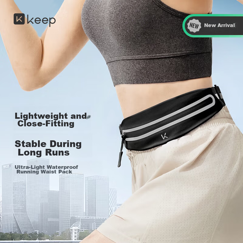 Keep Ultra-Light Bare-Feel Running Waist Pack Double Waterproof Unisex Outdoor Hiking Cycling Phone Waist Bag Classic Black
