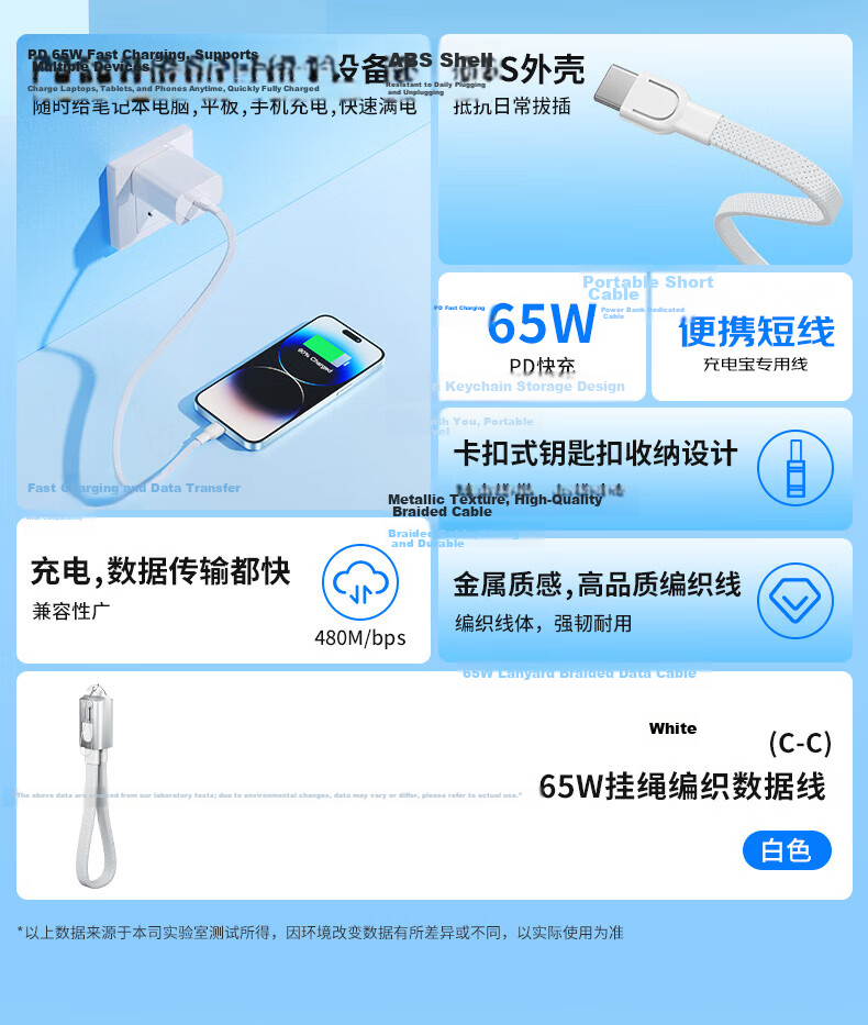 Kewo Apple 17 Magnetic Charging Cable for iPhone 16, 15 Pro Max Fast Charge 60W Dual-Head Type-C Data Cable for Android Phones and iPad Tablets 2