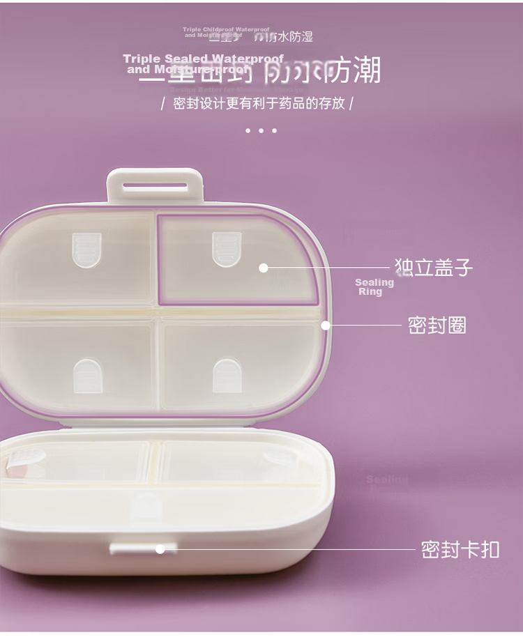 Daisy Leaf Portable Pill Organizer Box with Compartment for Elderly Medication Reminder, Weekly Seven-Day Large Capacity Personal Storage Box Pill Divider 4