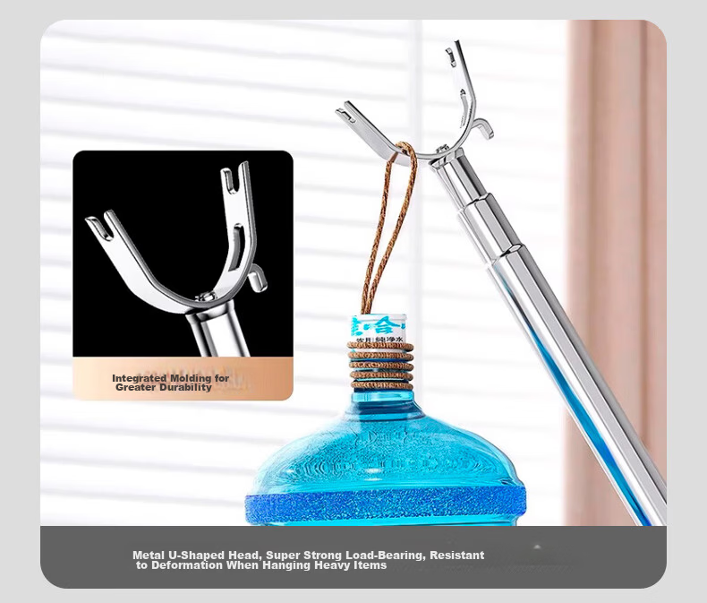 40,000km Stainless Steel Telescopic Clothes Drying Rod Fork Household Extendable Support Pole Balcony Hanger Rod 9