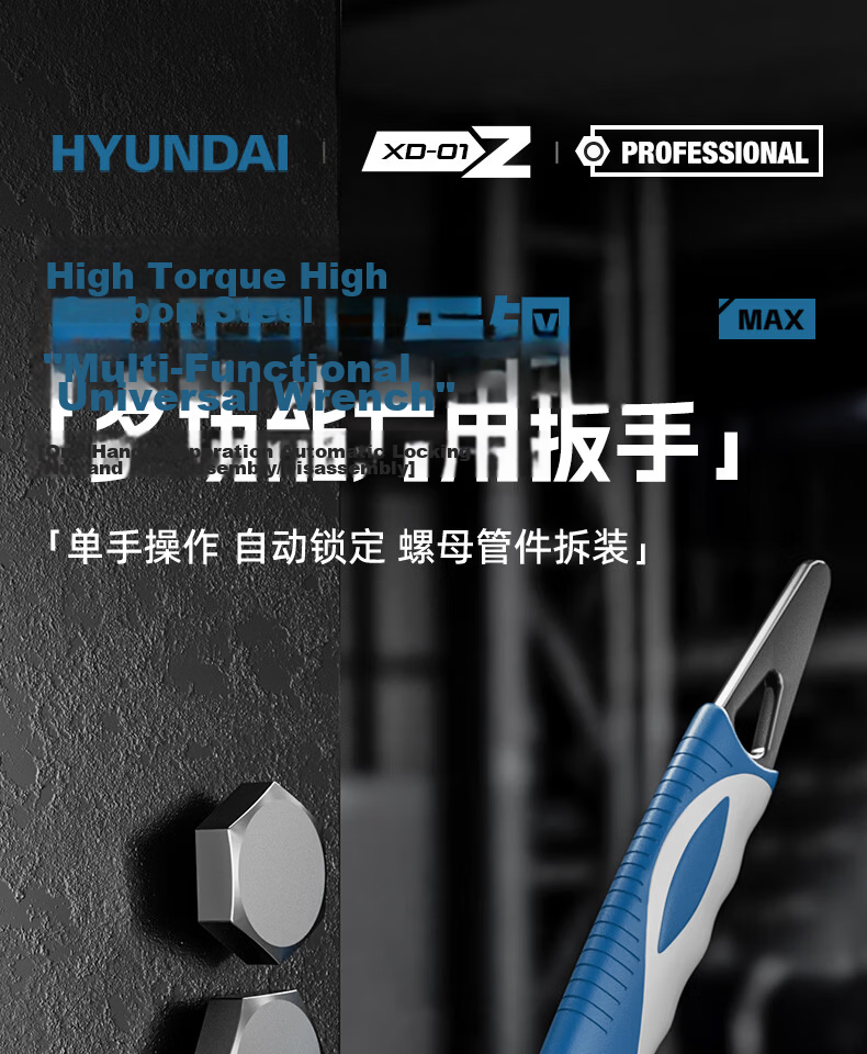HYUNDAI Adjustable Wrench Multi-Functional Universal Plumbing Wrench Large Opening Pipe Wrench Small Hand Tool 1