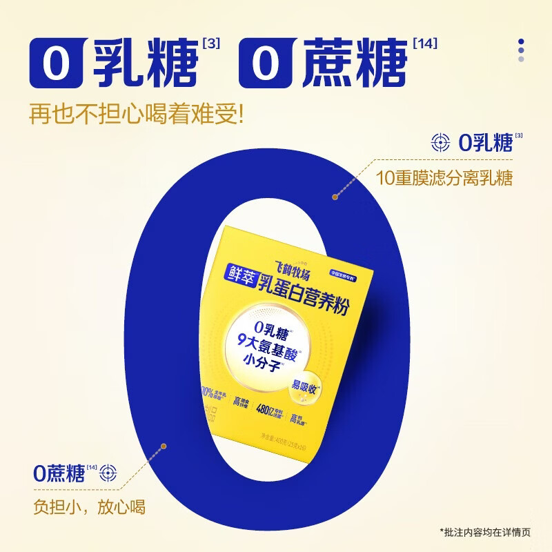 飞鹤牧场鲜萃乳蛋白营养粉400g小分子易吸收0乳糖0蔗糖高膳食纤维