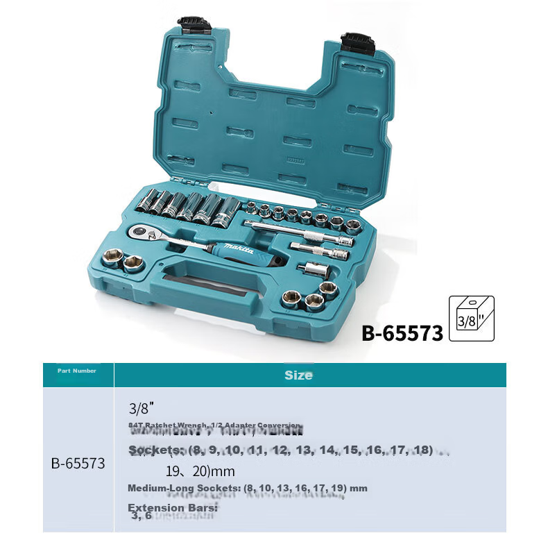 MAKITA 21-Piece Multi-Function Auto Repair 1/4" Mini Ratchet Socket Wrench Set B-54081 5