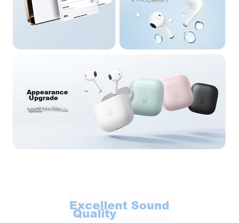 BASEUS W04 Semi-In-Ear True Wireless Bluetooth Earphones New Upgrade Premium Sound Quality 60H Long Battery Life Compatible with Apple Huawei Vivo Honor Oppo Phones Gift 5
