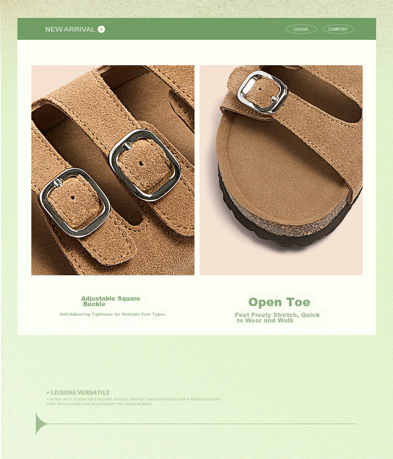 CAMEL Birkenstock Style Women's Casual Thick Sole Platform Sandals L26M700065 Brown Size 38 6