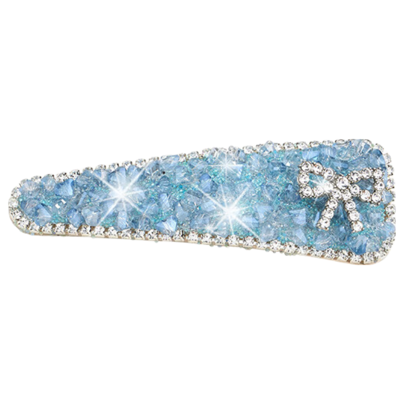 Aji Bean Women's Hair Clip Fashion Shiny Galaxy Blue Diamond Bowknot Bangs Clip Exquisite Luxury Side Clip for Flyaway Hair
