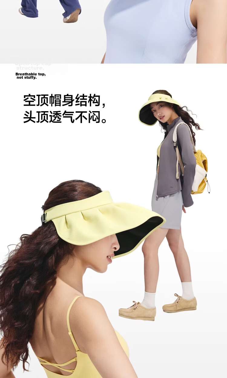 Beneunder Women's Black Gel Shell Sun Hat, Portable Visor Cap with Wide Brim for Face-Slimming BM017 17