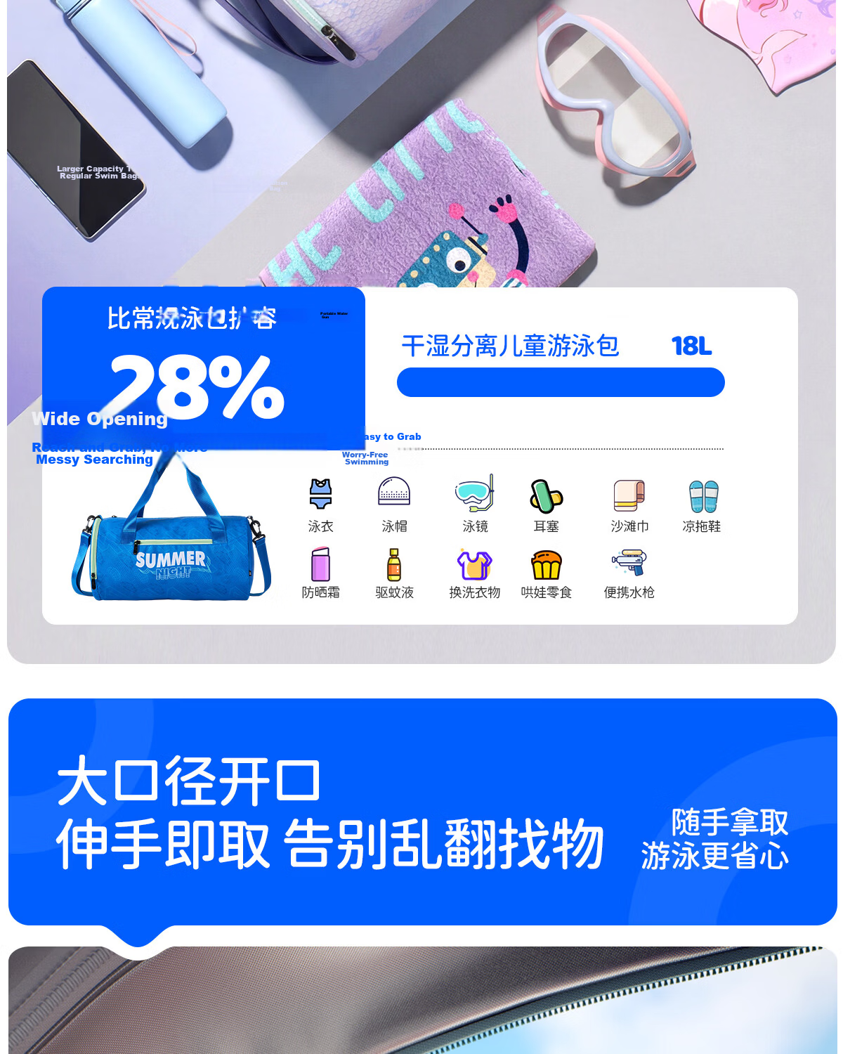 361° Kids Swimming Storage Bag Wet and Dry Separation Girls Handbag Boys Student Swimming Training Gear 5