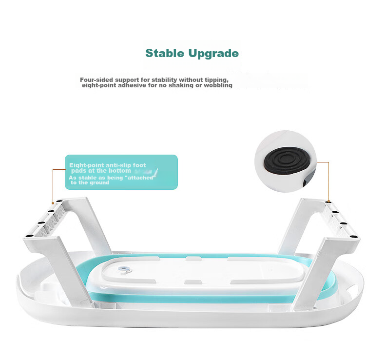 Rikang Baby Folding Bath Tub Children's Bath Basin with Bath Bed, Mat, and Net X1033-3 Mist Blue 7
