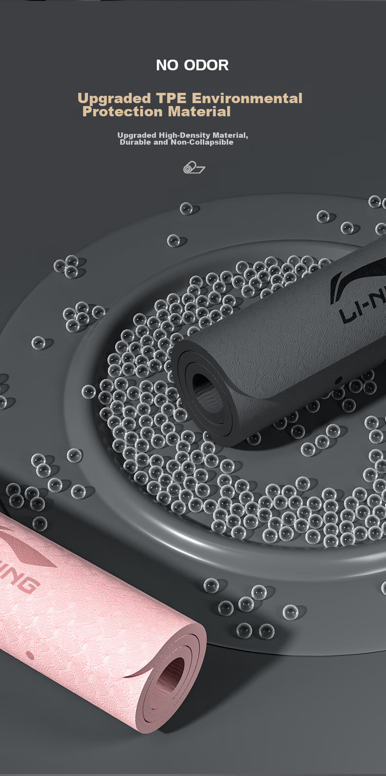 Li-Ning Jump Rope Mat, Thickened Wide Fitness Mat for Men And Women, Soundproof Shock-Absorbing Non-Slip Professional Exercise Dance Mat 9