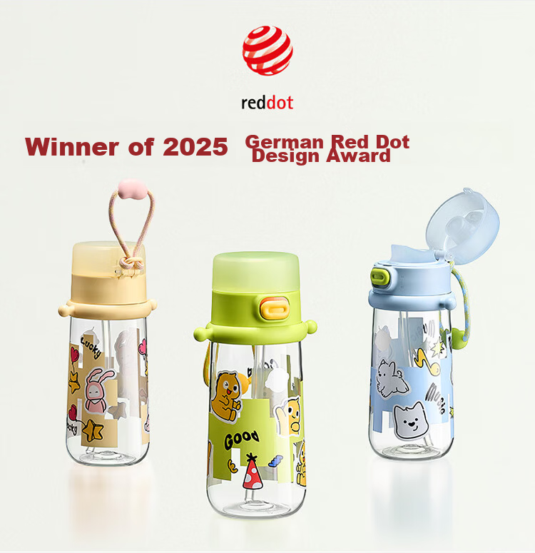 Babycare Children's Water Bottle Summer Straw Cup Training Cup Portable Outdoor Sports Direct Drinking Kindergarten School Water Bottle - Yellow 4