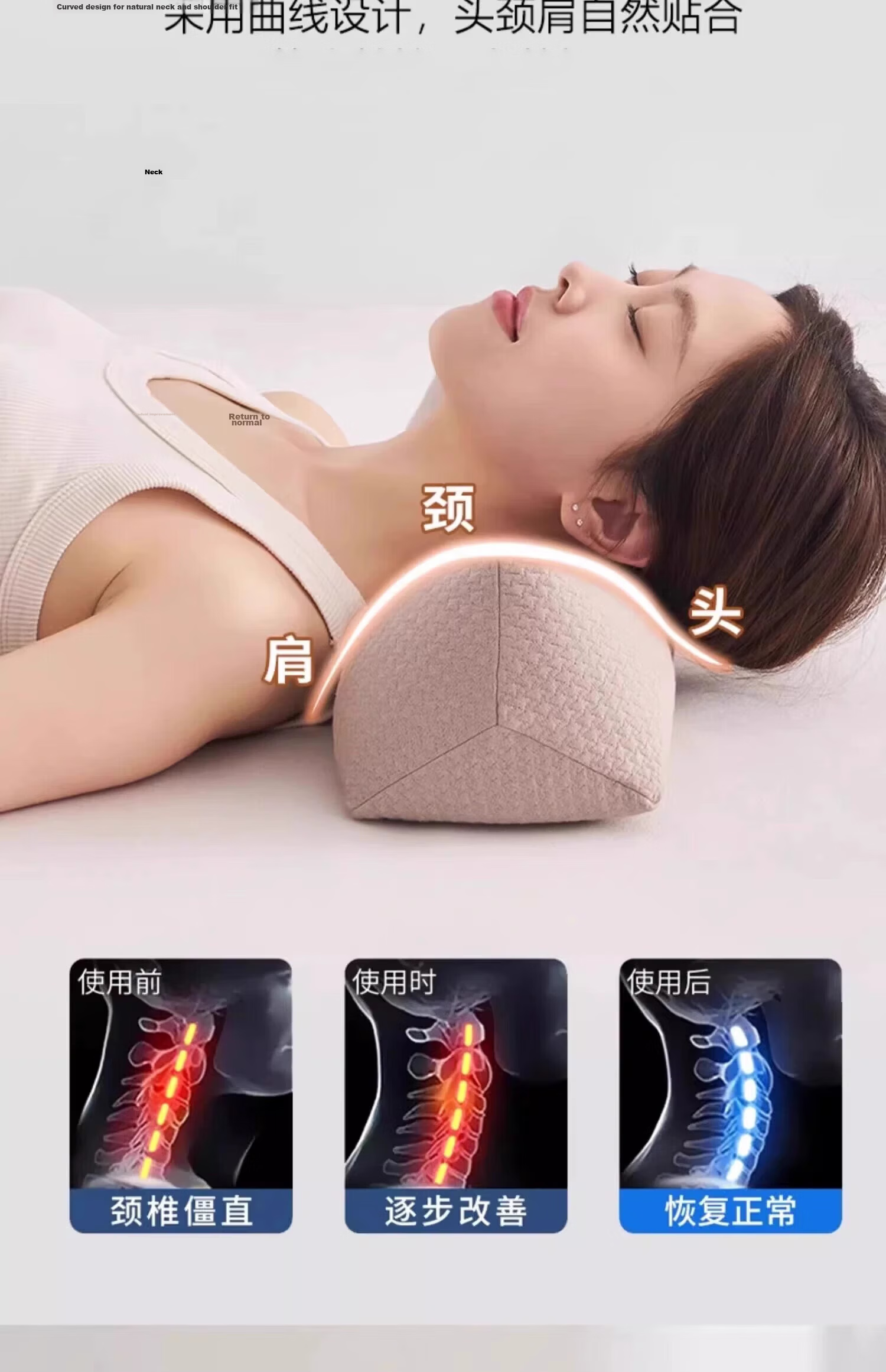 Aijiepu Cervical Pillow Neck Support Pillow 100% Buckwheat Cervical Traction Pillow Buckwheat Sleep Aid Cylindrical Nap Pillow 3