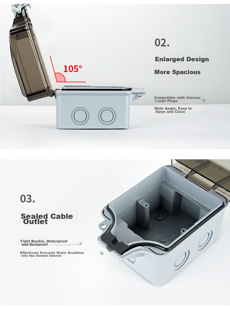 DELIXI Switch Socket Waterproof Box IP66 Outdoor Rainproof Splash-proof Box Enlarged Thickened Sealed Rainproof 86 Type Single Gang 11