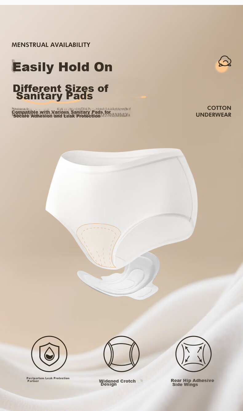 Baicaoyuan Disposable Cotton Women's Sterilized Maternity Postpartum Menstrual Period Wash-Free Daily Use Travel 5-Pack XXL Underwear 18