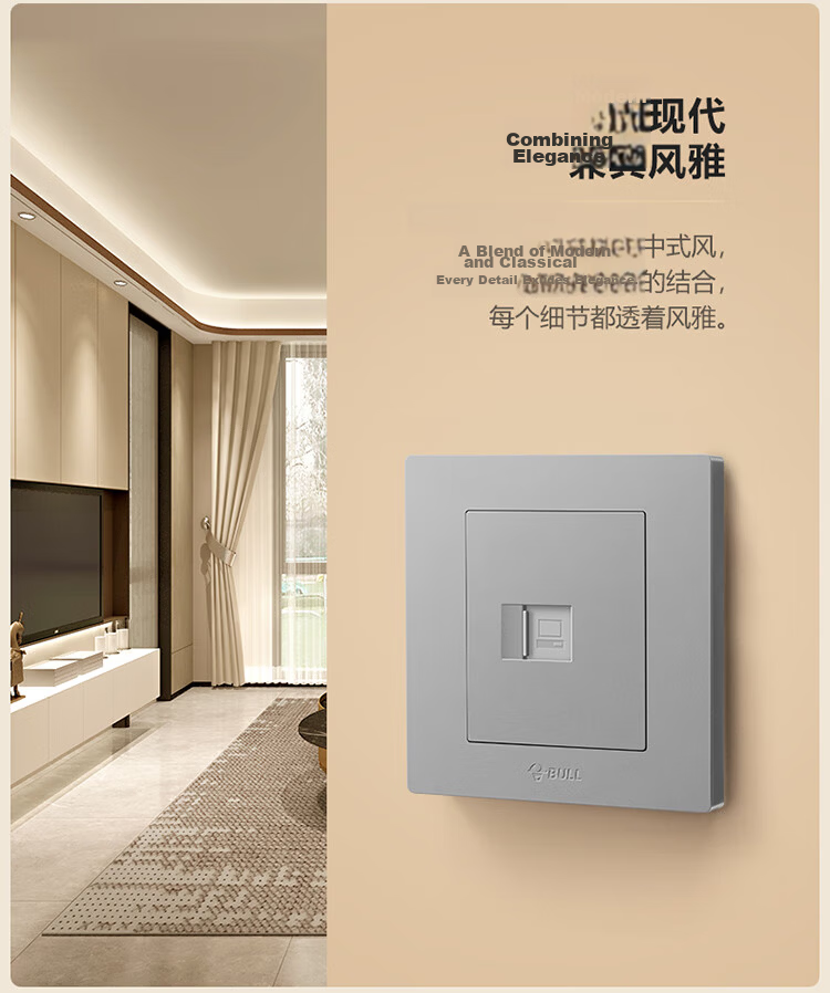 BULL G31 Series Single Port Cat5e Network Socket 86 Type Panel G31T102 Starry Gray 6