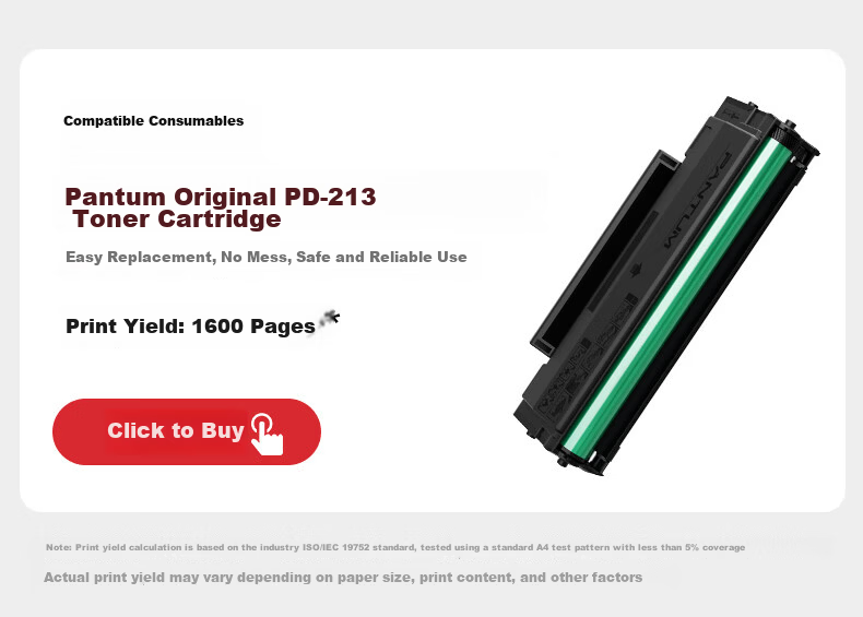 PANTUM P2210 Laser Printer Home Office Compact Simple Student Homework Monochrome Printer Computer Connection Only 6