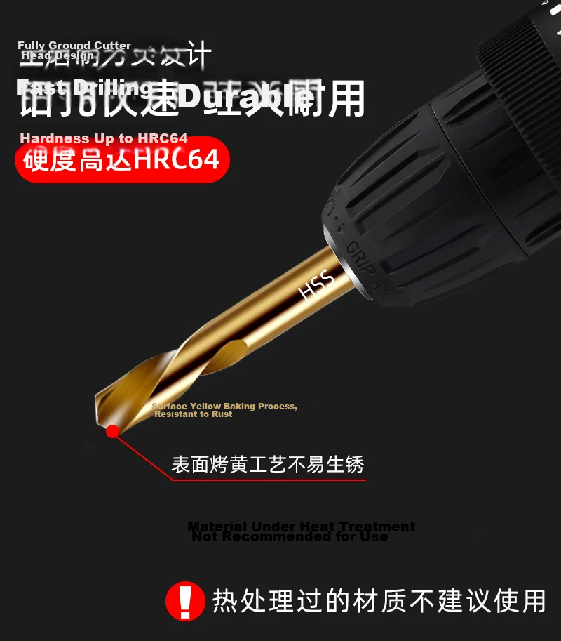 DAIEN Double-Head Twist Drill Bit Stainless Steel High-Speed Metal Drilling and Reaming Double-Edged Drill Set 5.2mm*10 3