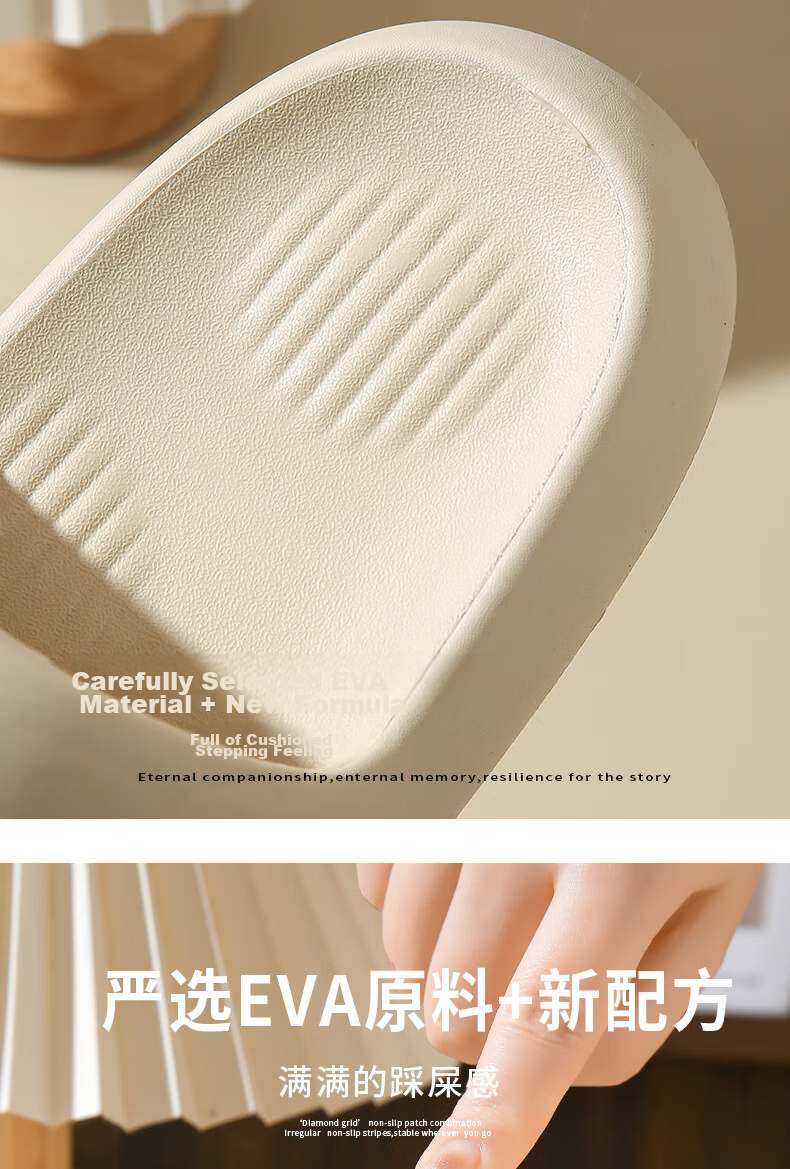 GUOLUOFEI Squishy Slippers, Home Indoor 202 New Style, Quiet Non-Slip Odor-Resistant Bathroom Shower Men's, Beige, Size 36-37 5