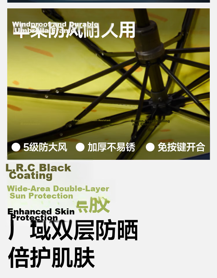 Banana Umbrella Three-Fold Double Protection Black Coating Sunscreen Umbrella BM397 Color Random 7
