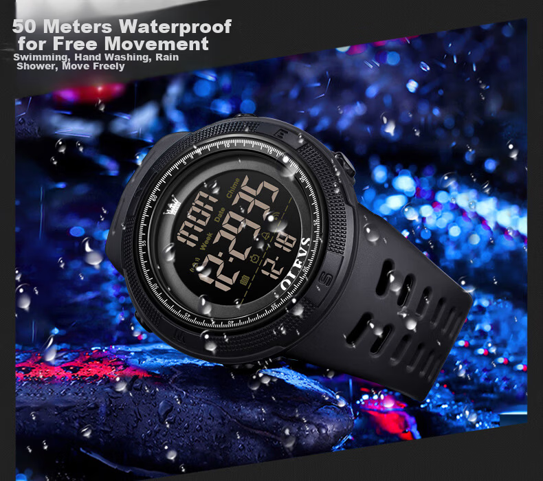 OLEVS Student Watch for Middle and High School Boys, Calendar, Weekday Display, Multifunctional, Luminous, Waterproof Digital Watch for Ages 12-14-18 5