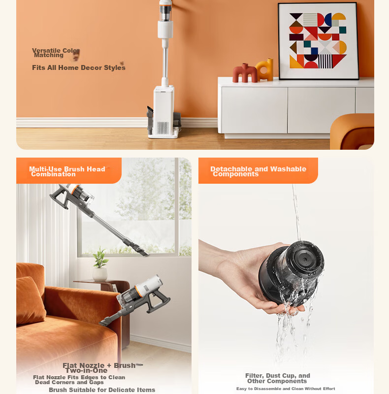 Midea Vacuum Cleaner F30station Obsidian Edition [100 Days Maintenance-Free Hair Cutting] Automatic Dust Collection Station Wireless Long Battery Life Handheld Pet Hair Vacuum for Cat and Dog Hair 24