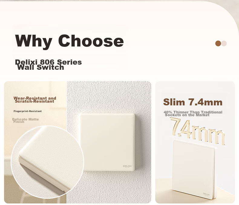 DELIXI CD806 Matte Frosted Cream Style Large Panel Triple Switch Single Control Silver Osmanthus Yellow 2