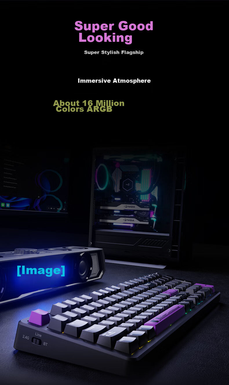 EWEADN X98 Custom Mechanical Keyboard, Dual 8K Wired/wireless/Bluetooth Triple-Mode, Gaming Gasket Structure, Full-Key Hot-Swappable, for Gaming, Office, Computer, Laptop, Universal Peripheral 12