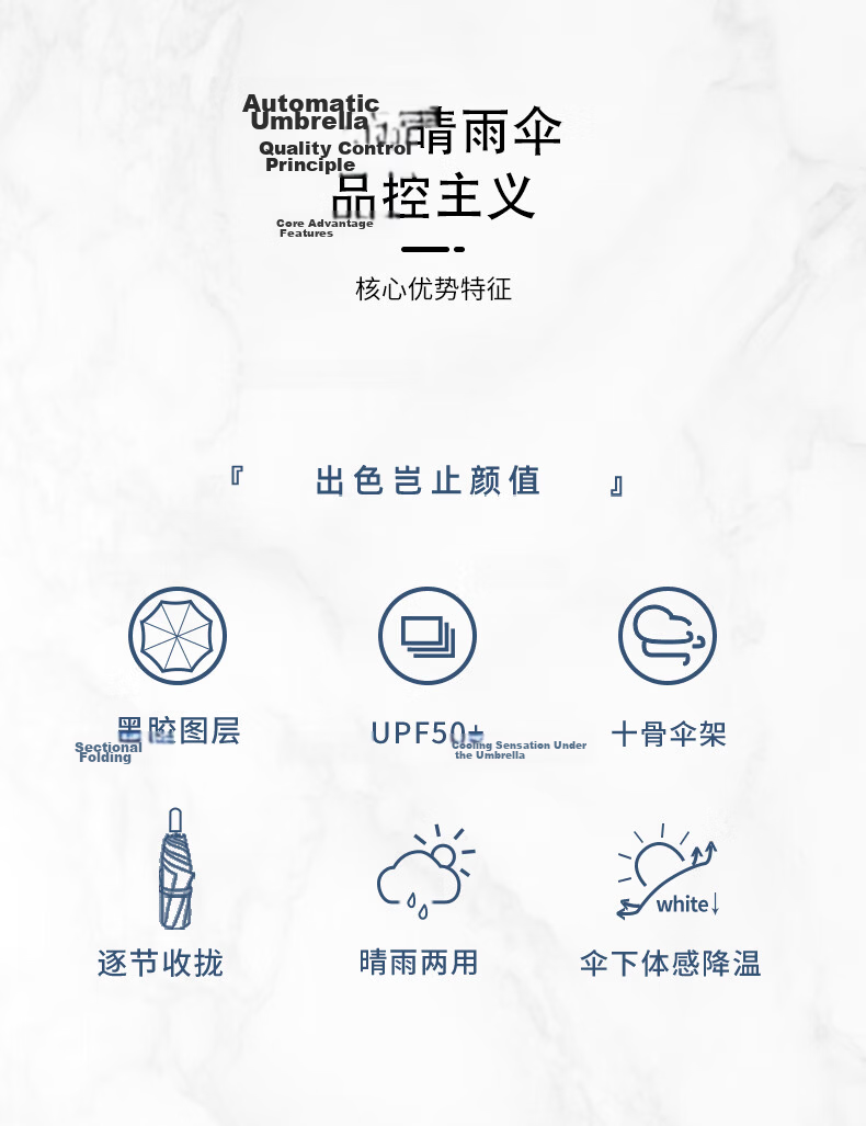 Tiantangshan Fully Automatic Umbrella, Three-Fold, 10 Ribs, Enlarged And Reinforced, Safe Self-Opening And Closing, Sun Protection Umbrella, Linen Brow 2