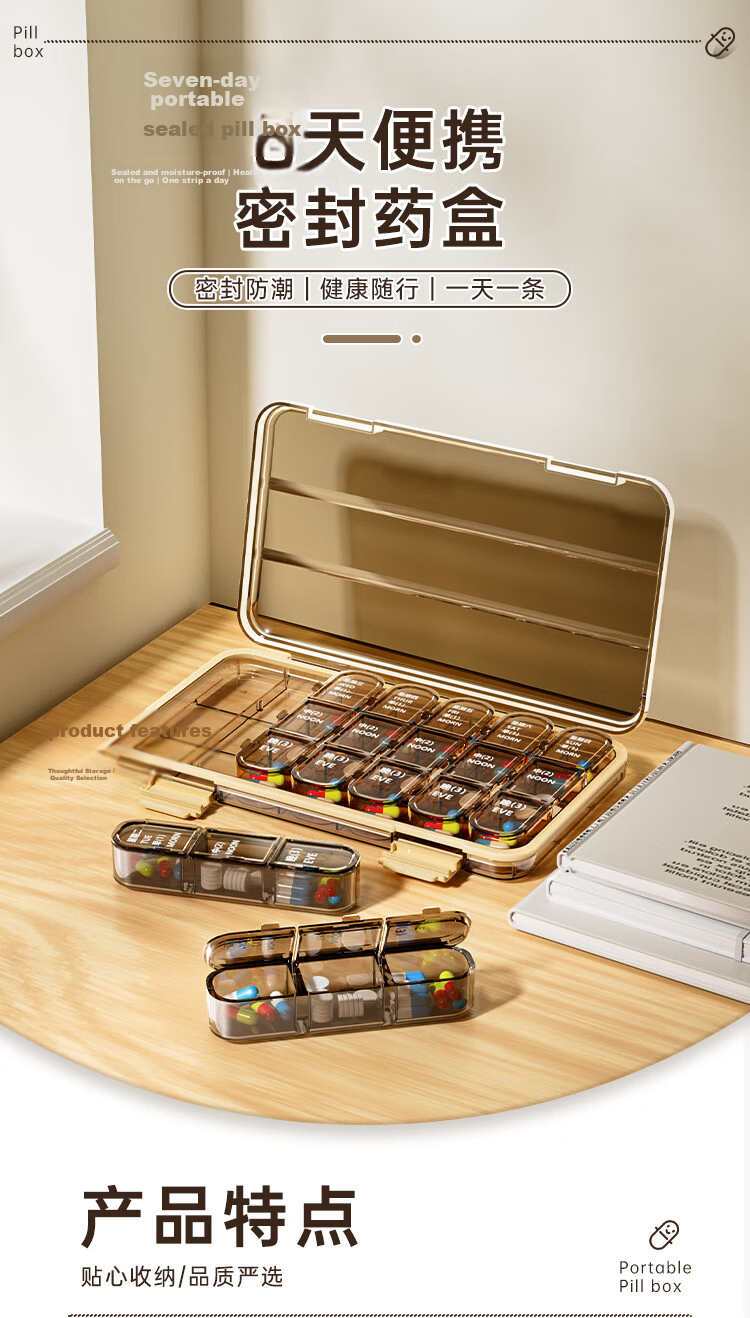 Miaoxinsi Portable Lightproof Weekly Pill Organizer Large Capacity Medicine Dispenser for Elderly 1