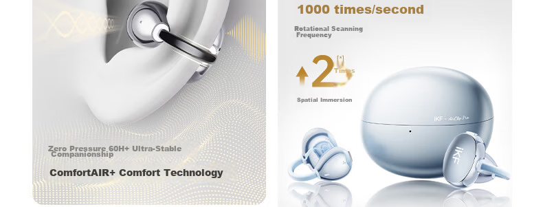 IKF AirClip Pro Clip-On Bluetooth AI Translation Wireless Open Bone Conduction Hi-Res Gold Standard LDAC Long Battery Life for Huawei Star Black 25