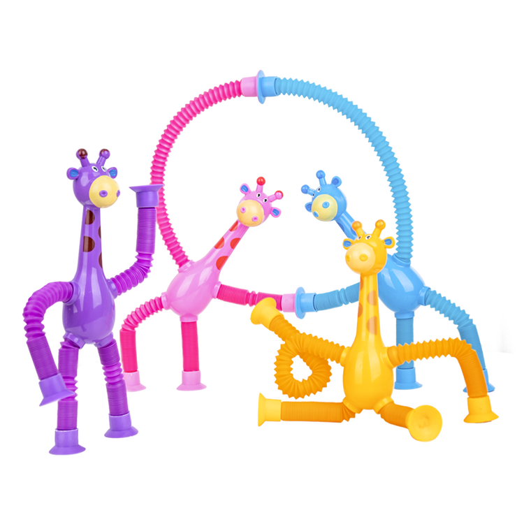 Tangmi TEMI Kids Toy Suction Cup Giraffe Light-Up Transformable Telescopic Tube Creative Stress Relief Gift for Boys and Girls Birthday Holiday