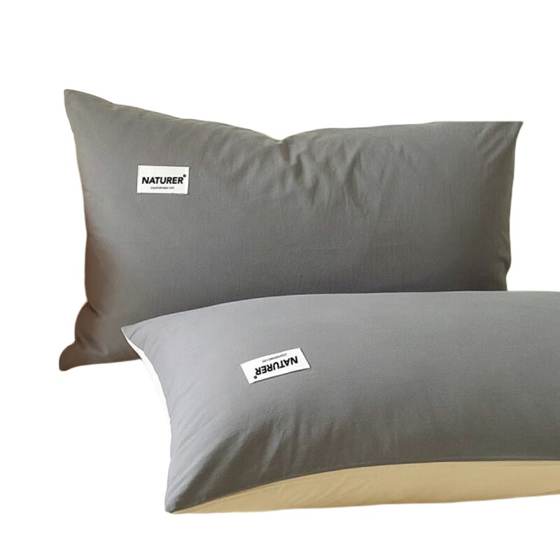 AVIVI A-Class 100% Pure Cotton Xinjiang Cotton Pillowcase Set of 2, 48x74cm, Milk Tea Gray