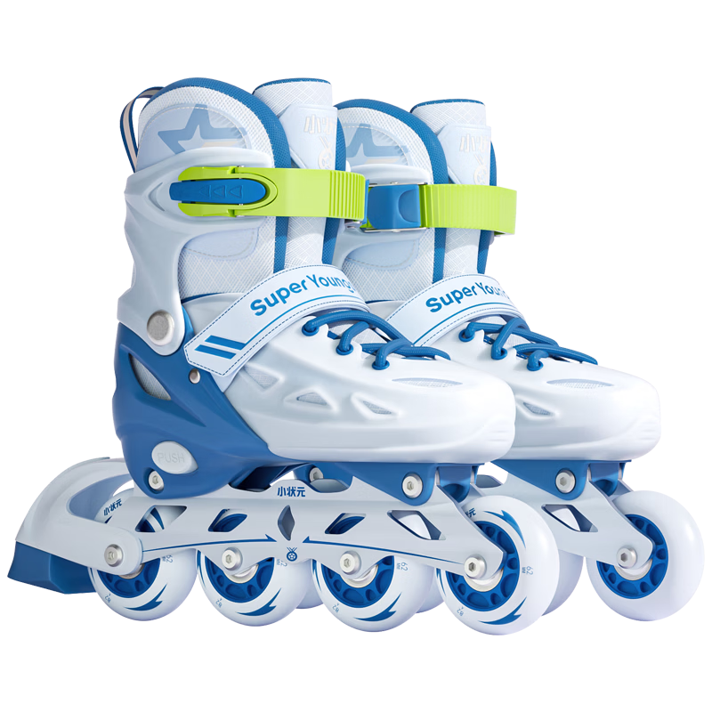 Xiao Zhuangyuan Kids Roller Skates 6-12 Years Old Adjustable Flashing Skates Birthday Gift 2026 New Upgrade Blue L