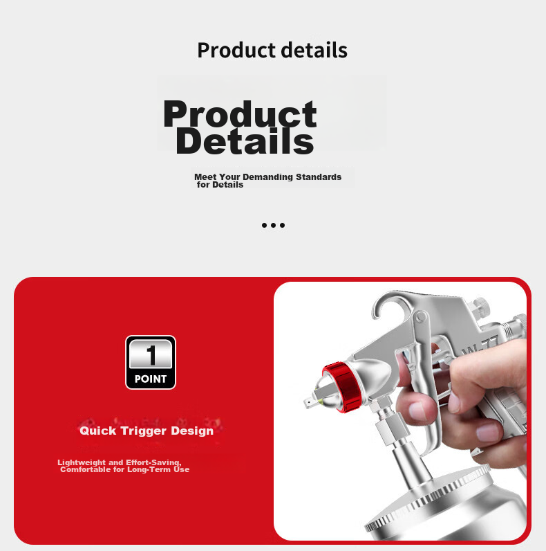 DELIXI ELECTRIC Pneumatic Spray Gun Automotive Paint High Atomization Spray Gun Flagship PQ-2 Bottom Cup/2.0mm Nozzle 1000ML 12