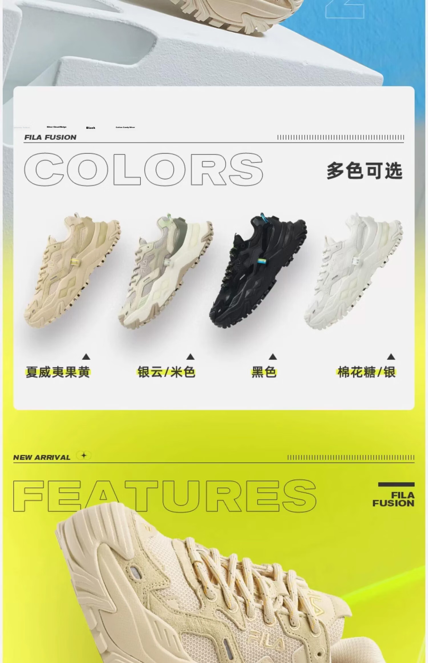 FILA FUSION Candy Women's Dad Sneakers Classic Fashion Thick Sole Height Increasing Casual Sports Running Shoes 7