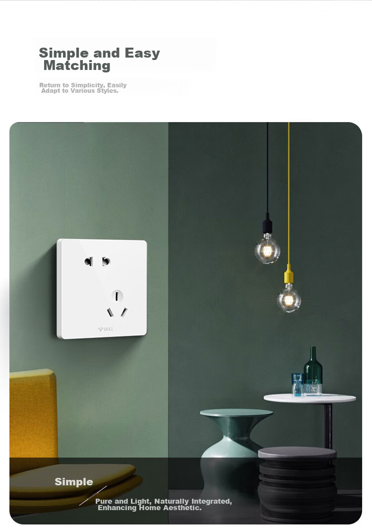 BULL Switch Socket, G12 Series, 10A Five-Hole Socket, 86-Type Socket Panel, G12Z223S, Ivory White 9