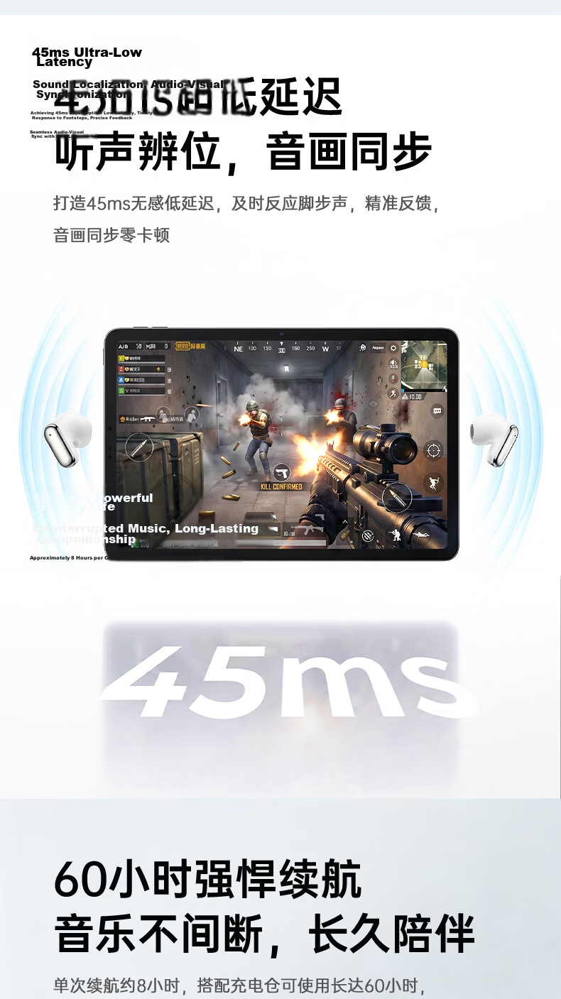 Chuang [2026 Latest Model I Ultra-Short Handle Design] Semi-In Bluetooth Earphones, Compact And Comfortable to Wear, Wireless Long Battery Life, Call Noise Reduction, Low Latency for Gaming 9