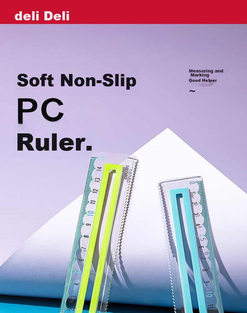 Deli 15cm Transparent Soft Ruler Set of 4: Straight Ruler + Triangle Rulers *2 + Protractor / Durable, Not Easily Broken, Flexible Measuring Tools for Students' College Entrance Exam And Blessing Gifts 1